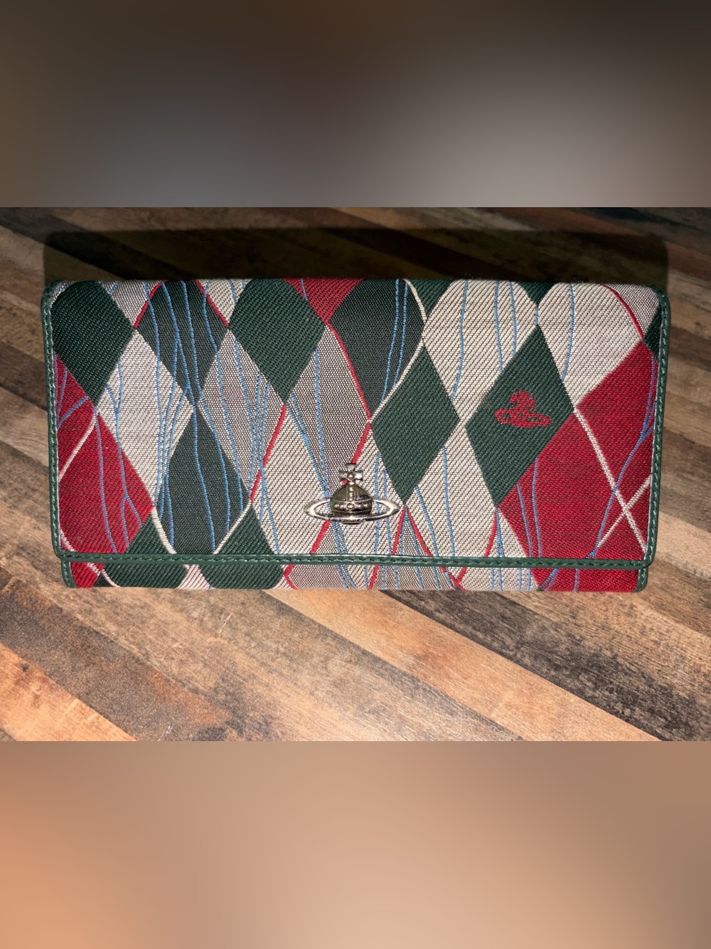 Vivienne Westwood Green, Red & Blue Argyle Pattern Wallet